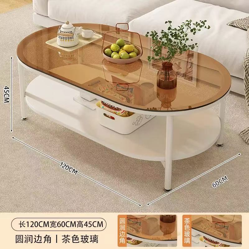 طاولة وسط عصرية بسطح زجاجي و هيكل معدني