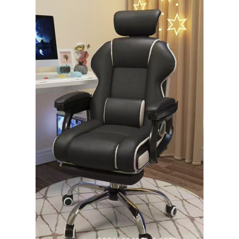 كرسي مدير فخم جلد ريكلاينر بقاعدة كروم متينة و عجلات