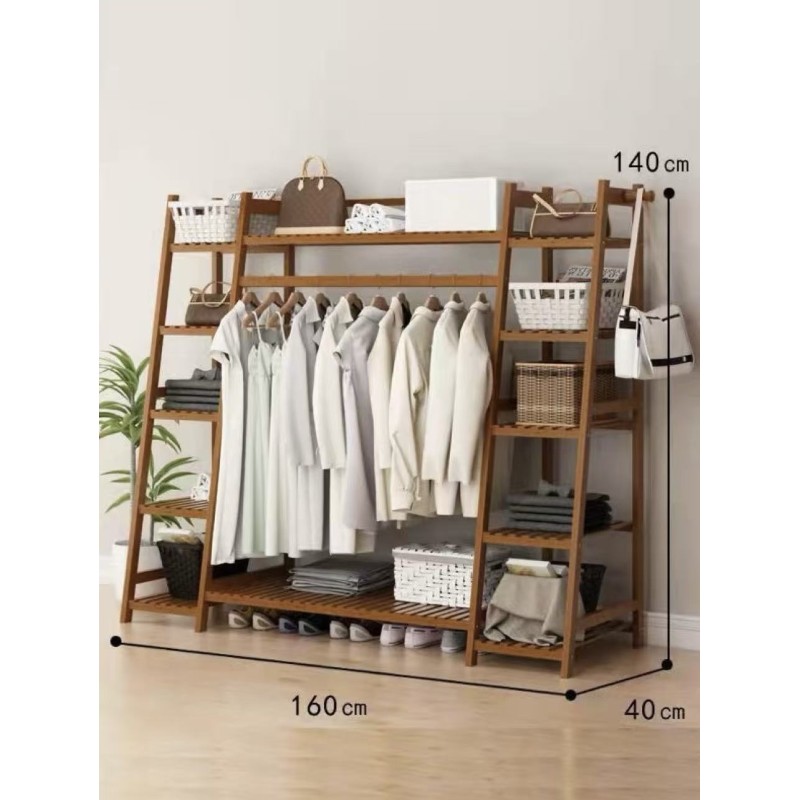 ستاند ملابس خشبي جامبو مع أدراج جانبية