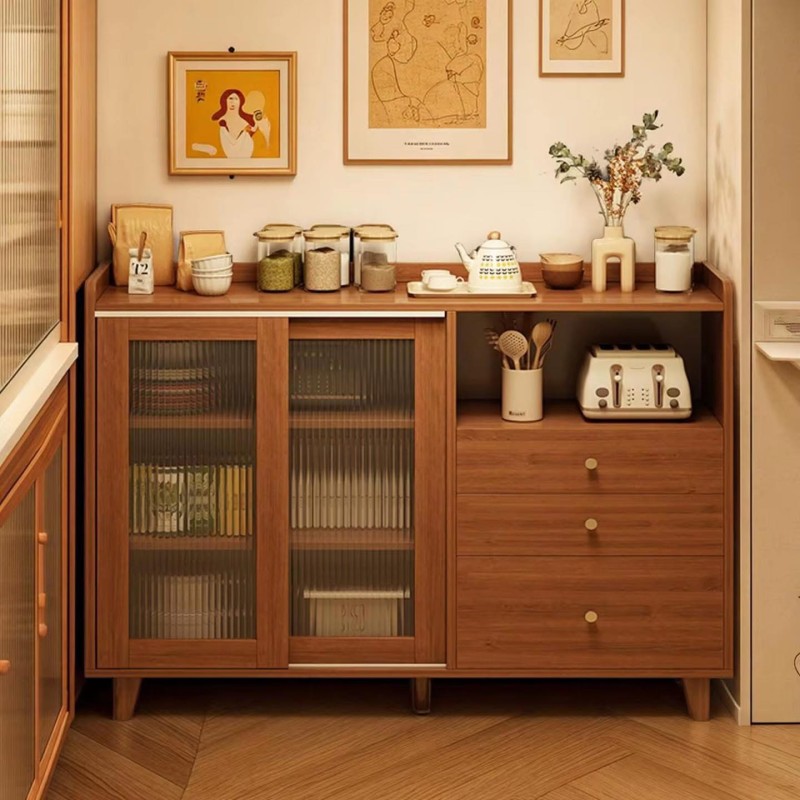 كوفي كورنر خشبي فخم بخزانة سحاب و 3 جرارات