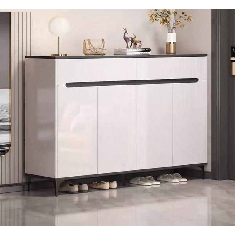 خزانة احذية خشبية عريضة فاخرة لون ابيض