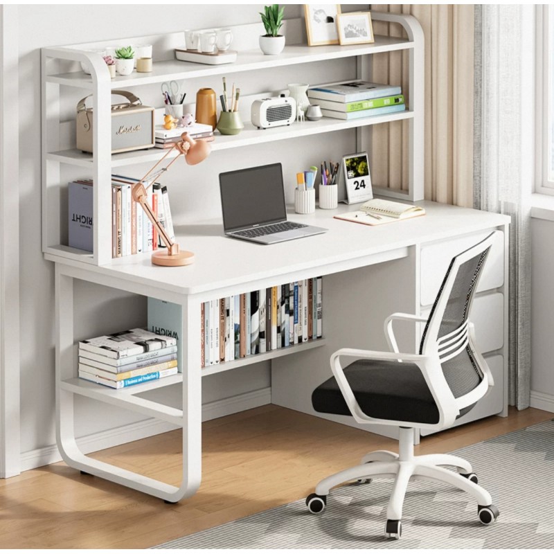 مكتب دراسي برفوف علوية خشبية و هيكل معدني