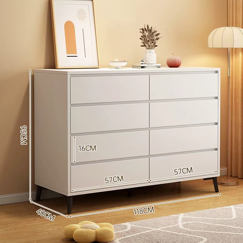 وحدة  أدراج خشبية مكونة من 8 جرارات عريضة لون أبيض